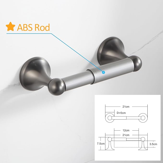 BGL Bathroom Hardware Set Grey Electroplating 4-Piece Bathroom Accessories Set Wall Mounted Adjustable Towel Bar Robe Hook Toilet Paper Holder Towel Ring Glossy Grey