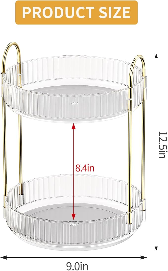 360° Rotating Makeup Organizer, Large Capacity Skincare & Cosmetics Storage | Skincare & Makeup Caddy, Bathroom Counter Organizer, Spinning Storage Tray for Perfume, Dresser, Bedroom, Vanity Countertop