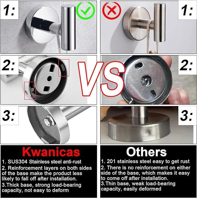 12 Pieces Polished Chrome Bathroom Hardware Accessories Set Hand Towel Ring 16&23.6 inch Round Towel Bar Toilet Paper Holder Towel Hooks 4 Pieces SUS 304 Stainless Steel,Heavy Duty,Wall Mounted