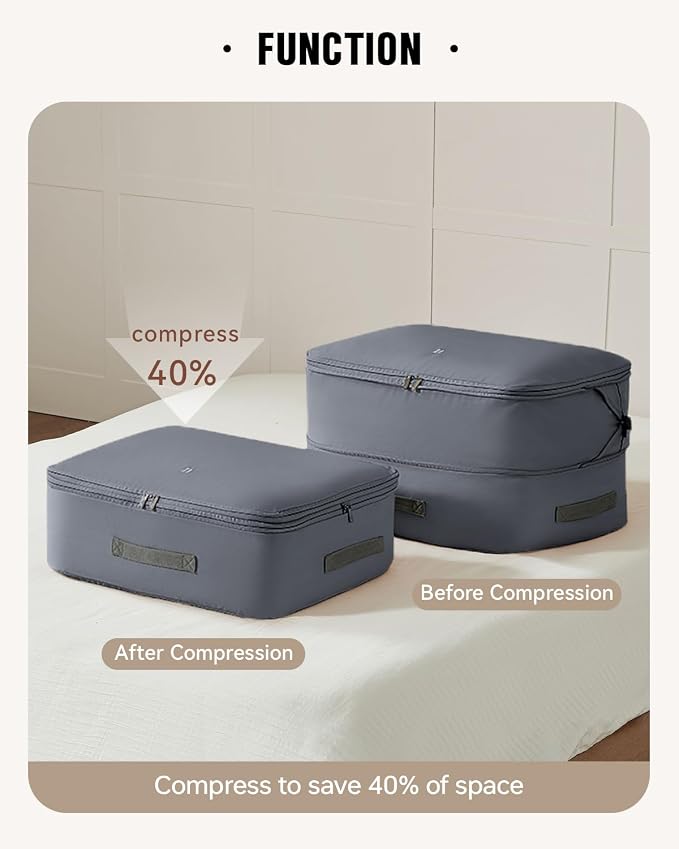 Eachy 3-Pack Comforter Storage Bag Blanket Storage Bags, 68L Compression Bags for Blanket Comforter, Ultra Space Saving Self Compression Organizer