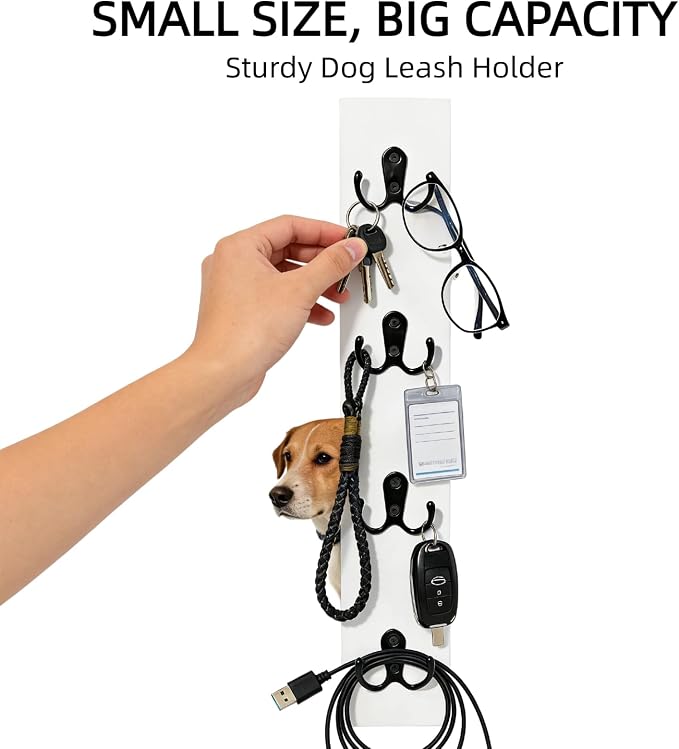 Vertical Key Holder for Wall Mounted Vertical Wooden Key Rack Organizer with Hooks-Space-Saving Key Rack for Apartment, Dorm, RV, Leash & Coat Hanger (White)