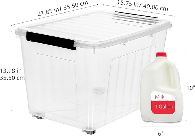 Citylife 82 Quart Large Clear Plastic Storage Bins with Lids 2-Pack | Stackable, Secure latching lids, Easy Find, Clothes Storage Bins for Closet Bedroom Garage