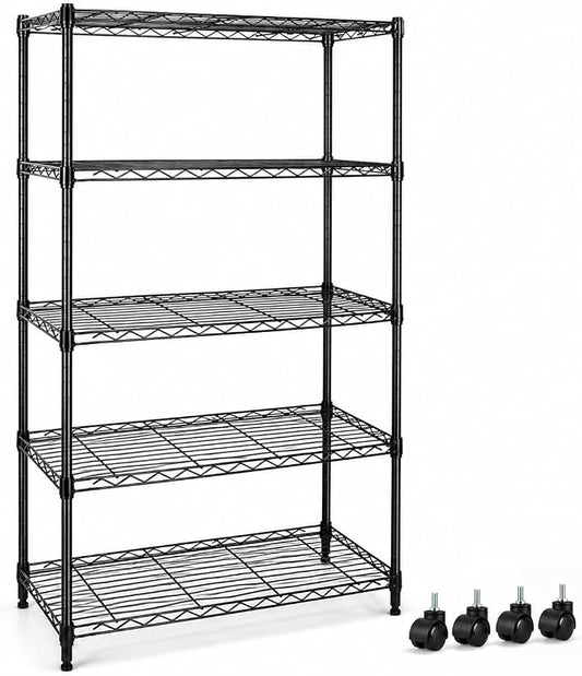 Simple Deluxe 5-Tier Heavy Duty Storage Shelving Unit, 1250 Lbs Loading Capacity, 29.92" W x 13.98" D x 61.02" H, Black