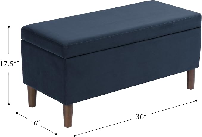 HomePop Malmo 36" Storage Bench - Blue Velvet