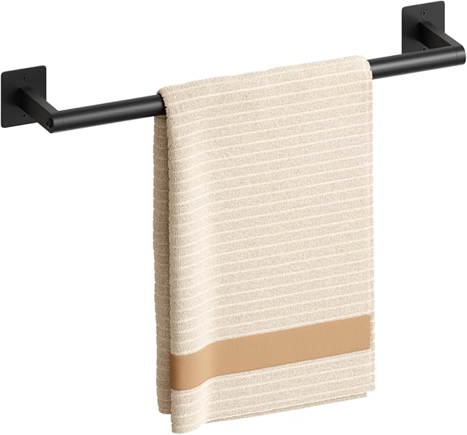 Matte Black Towel Bar, 18 Inch Towel Racks for Bathroom | Heavy Duty Stainless Steel Towel Holder Wall Mounted, Easy Installation (Total Length 20 Inch)