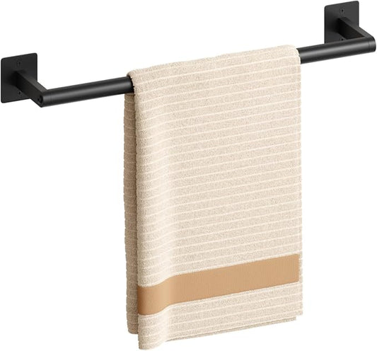 Matte Black Towel Bar, 18 Inch Towel Racks for Bathroom | Heavy Duty Stainless Steel Towel Holder Wall Mounted, Easy Installation (Total Length 20 Inch)
