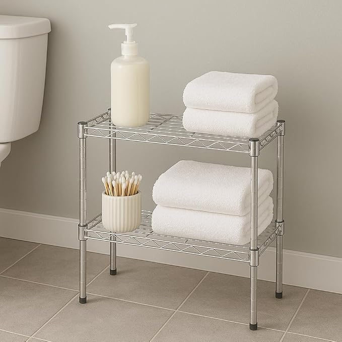 Honey-Can-Do 14x24x24 Shelving Unit CRM SHF-09374 Chrome, 500 lbs | 500 lb total; rust-resistant chrome; caster-ready (wheels sold separately); tool-free build for kitchen, garage & office