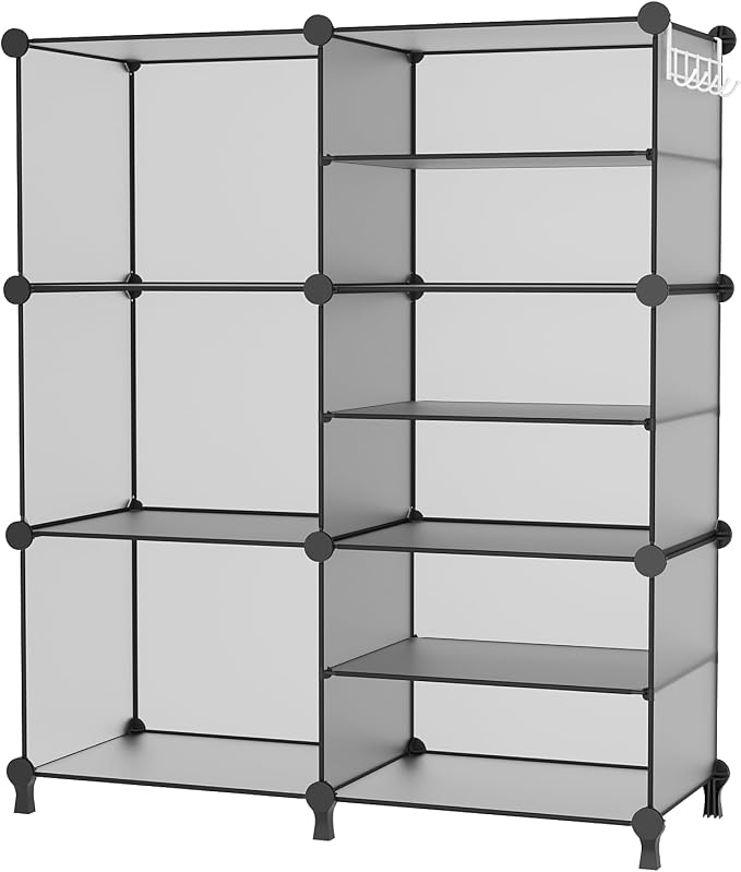 AWTATOS 6 Cube Closet Organizer Storage Shelves, Grey | Portable Closet Clothes Organizers Storage Shelf DIY Stackable Cubby Shelving for Closet Bedroom Living Room Office