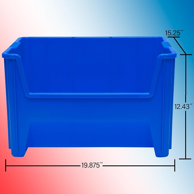 Akro-Mils 13017 Stak-N-Store Stackable Storage Bins, Heavy Duty Garage Storage Containers, Open Front Plastic Organizer for Tools, Shelves, Closet Organizer, 15" x 20" x 12-1/2", Clear, 3-Pack