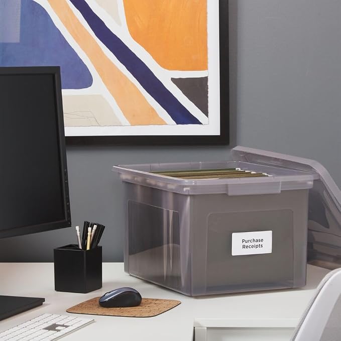 STAPLES File Box Plastic File Box Snap, Letter/Legal Size, Frost Gray, 2/Pack