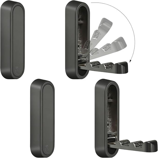 4PCS Foldable Wall Hooks, Flip Down Design with 40 lbs Heavy-Duty Capacity, Retractable Wall Hooks for Bathroom, Bedroom & Entryway Space Saving (Black)