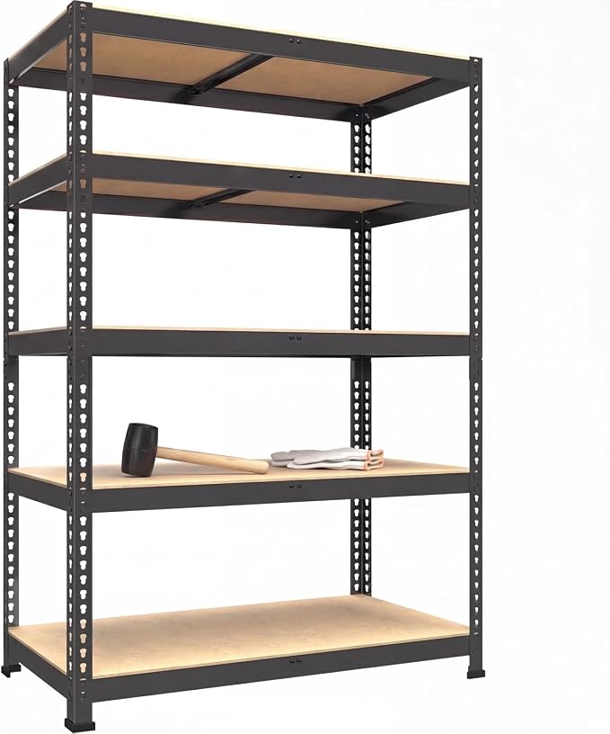 PrimeZone 71" H Storage Shelves, 5 Tier Adjustable Metal Shelf for Garage | 35.5"W x 15.75"D x 71"H, Heavy Duty Metal Connectors, FSC Wood Board, Easy Assembly, Standing Rack for Warehouse, Basement