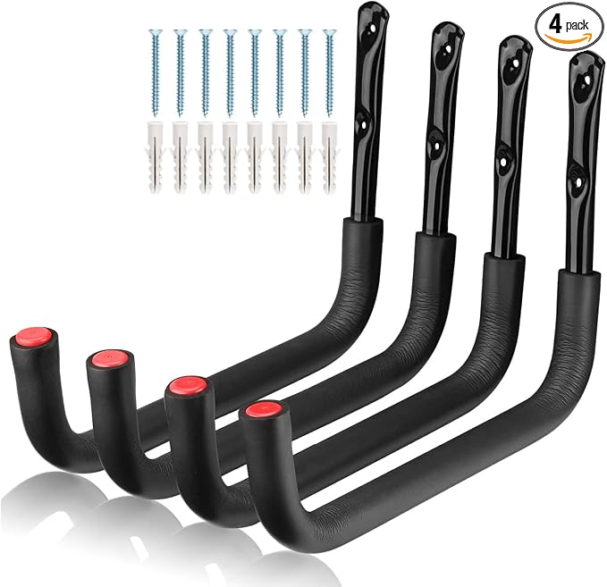 Garage Storage Kayak Hooks, 15.5 Inch Heavy Duty Storage Hanger, Wall Mounted Rack for Hanging Canoe Paddleboard, Surfboard, Snowboard, Ladders, Bikes, 15.5Inches x 10.8Inches