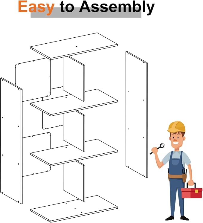 Sweetcrispy 6 Cube Storage Organizer, Stackable Modular Bookcase Shelf | Vertical or Horizontal Use, Fits 11×11" Bins, Removable Back Panels, for Living Room, Office, Entrance White Wood