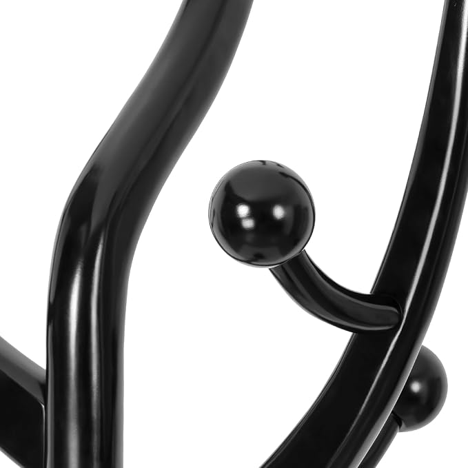 Bekrvio Tree Coat Rack Freestanding with Sturdy Round Base, Black | Unique Coat Hanger Stand, Heavy Duty Standing Coat Rack, For Jacket, Hat, Bags For Entryway / Hallway / Bedroom