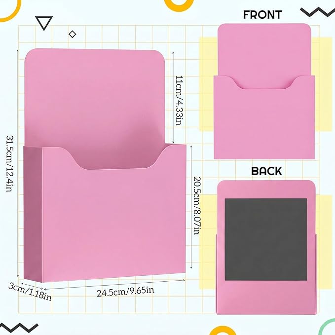 Gilprop 8 Pack Magnetic File Folder Holder for Whiteboard Classroom Storage | 5"x7"x1.2" Hanging Magnetic Wall File Organizer, Refrigerator Magazine Holder, for Mail Letters Paper Desk Office