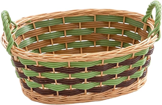 Kingwillow, Storage Basket, Oval-Shaped Woven Willow Basket with Handles, Suitable for Bedrooms, Kitchens, and Wardrobes. (Large Size)