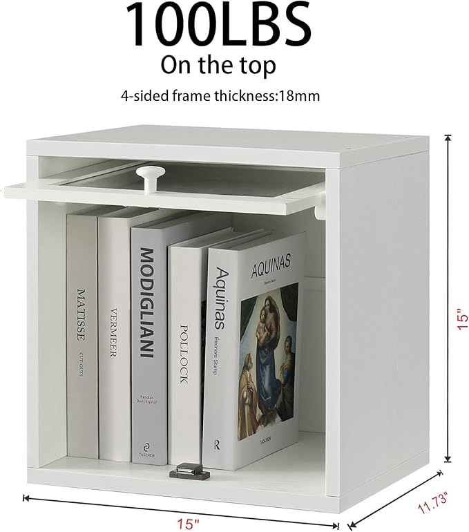 FUSUNBAO Magic DIY Cube Storage Organizer Stackable Cubes for Home Books Clothes Toy-Modular Cubby Storage System-Office Cubical-Bookcase Closet(Pure White-Washed, Glass Door Cube)