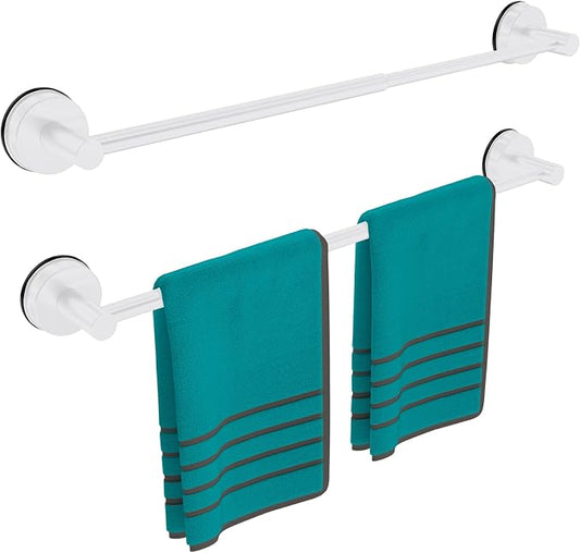 Towel Bar for Bathroom Wall,Adjustable 17~29 Inch Towel Racks for Bathroom Wall Mounted, Towel Holder for Glass Shower Door,Apparment Essentials,Home Decor-White(2pcs)