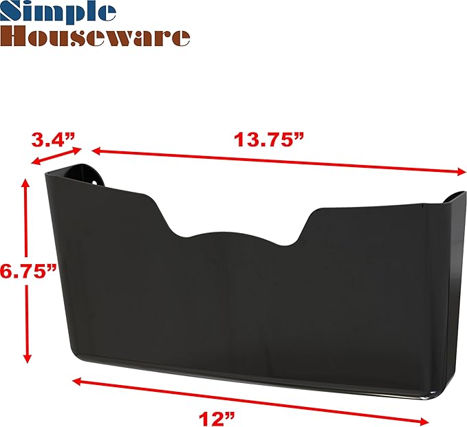 Simple Houseware Wall Mount Single Pocket Hanging File Holder, 5-Pack | Assorted Colors, Wall File Holder Organizer for Paper and Documents