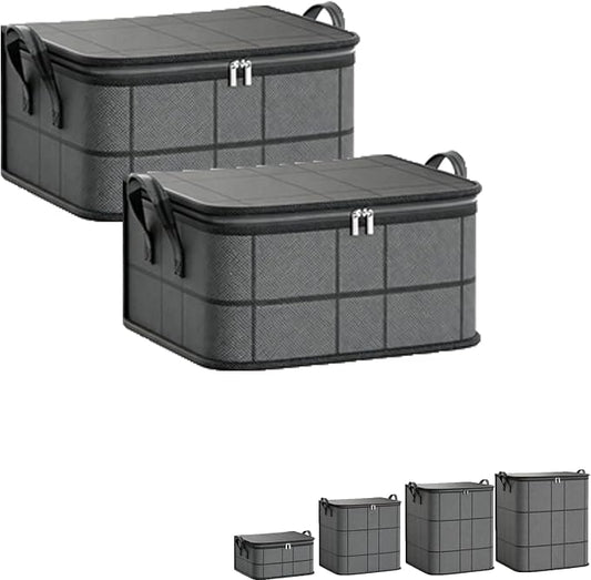 Spacious Moving Storage Bin, Zippered Organizer,XXL Foldable Storage Bags (2PCS, Small)