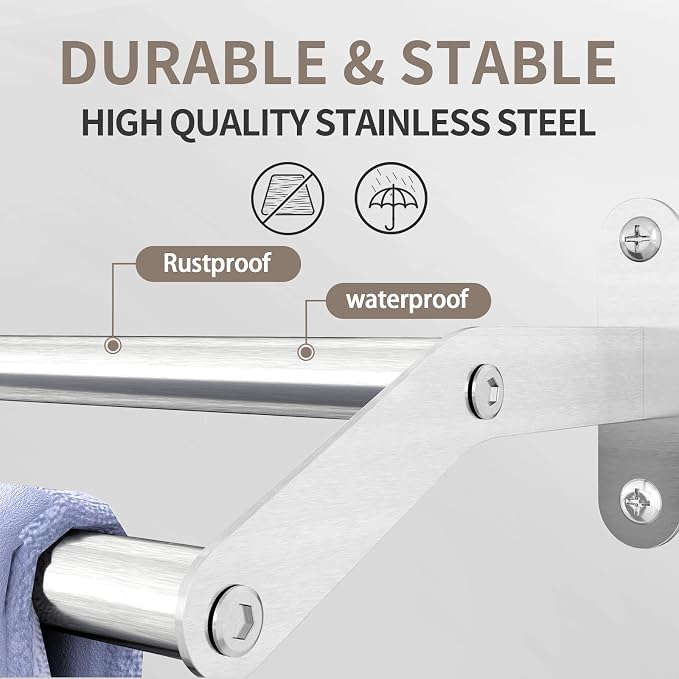 JUYSON Double Towel Bar for Bathroom, 30 Inch Towel Rack, Brushed Nickel | Wall Mounted, Stainless Steel, Rust Resistant, Space-Saving Design, Easy Installation