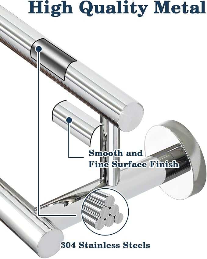 Alise Double Towel Bar,24" Towel Rack for Bathroom Wall Mounted,Chrome | Bathroom Towel Rack SUS304 Stainless Steel Bathroom Towel Holder Quick Drying Hand Towel Holder Towel Bar for Walls