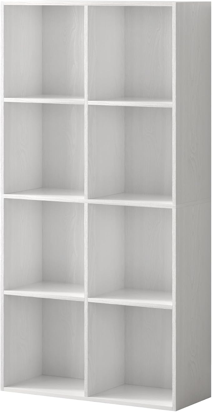 8 Cube Storage Organizer, Wooden Cube Shelves with Closed Back Panel, Reversible Bookcase, Cubes Closet Organizer for Home, Living Room, Kids Room, Office, Bedroom, Study, Hallway
