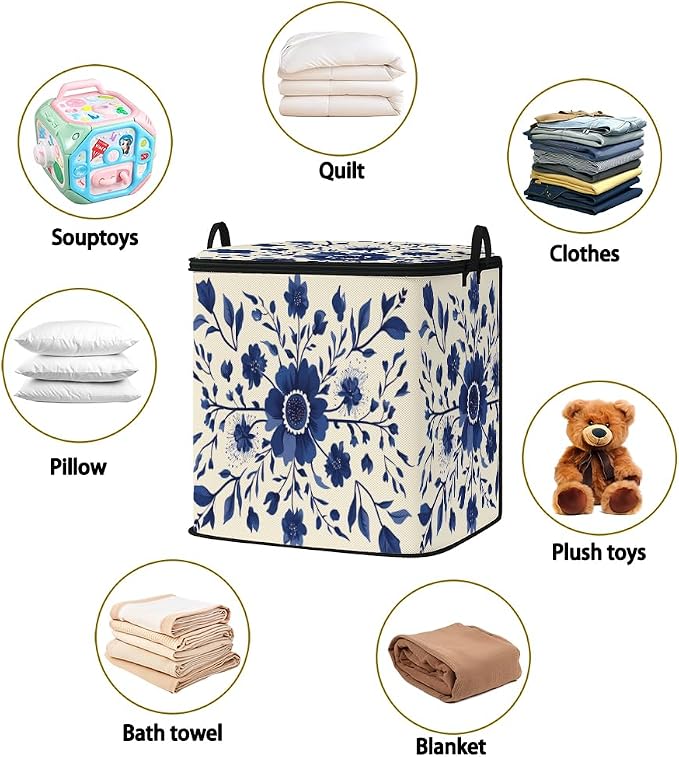 2pcs blanket storage bag for under bed,closet organizers 95L | clothing sweater sheet bedding comforter duvet quilt pillow toy storage bags with lids,dorm room essentials for containers