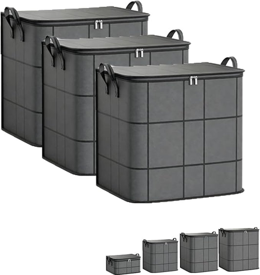 180L Spacious Moving Storage Bin,Moving Storage Bag (3PCS, Large) | Zippered Fabric Organizer,Foldable Blanket Bag with Reinforced Handles for Closet & Moving Day