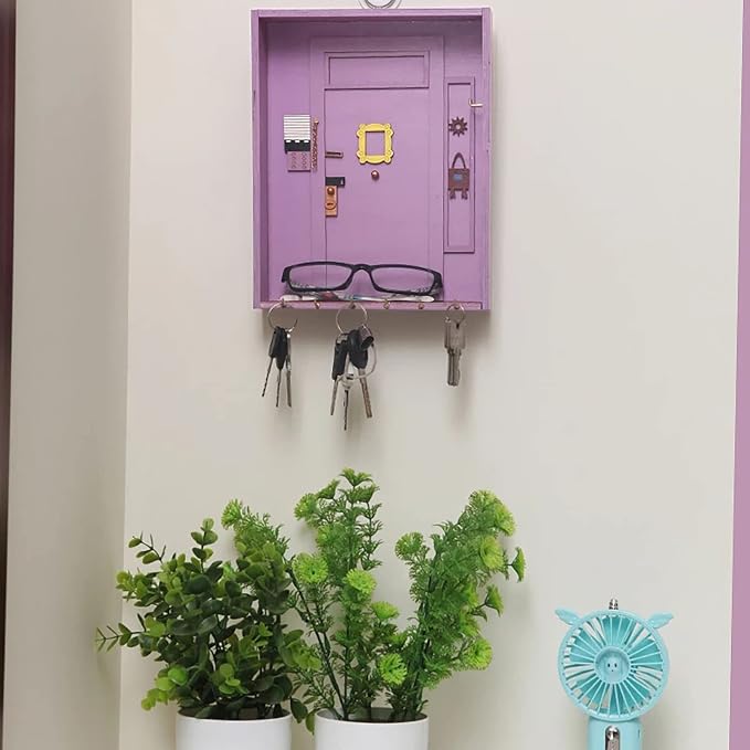 TOIVO Friends Key Holder for Wall，Friends Tv Show Merchandise Gifts，Easy Installation Key Rack for Entryway and Home Decor，Wall Decor Organizes Keys and Purses While Enhancing Your Room’s Look (Wood)