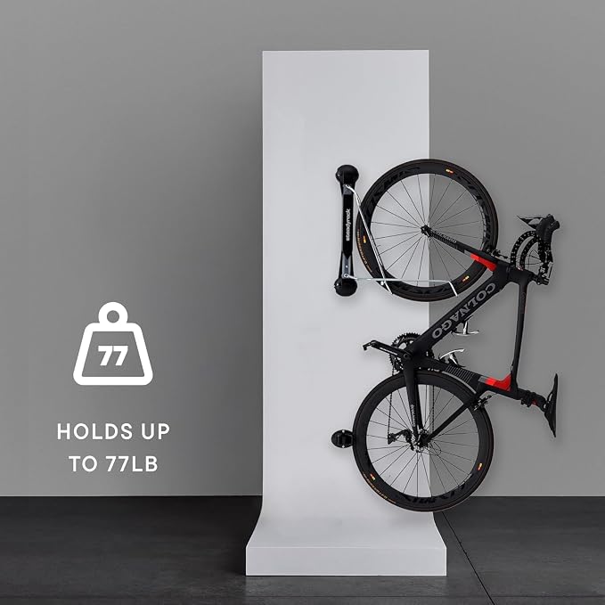 Steadyrack Swivel Bike Wall Mount, Vertical Bike Rack for Garage Storage | Roll-in design, no heavy lifting. Holds road and gravel bikes to 77 lb, steel build, fits apartments, sheds.
