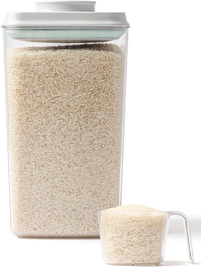 Airtight Food Storage Container, 4.22 Qt Large Pantry Canister with Pop Lid | Clear Stackable Kitchen Organizer for Flour, Sugar, Rice, Oats, Cereal, Baking Mixes, Snacks and Everyday Dry Goods at Home