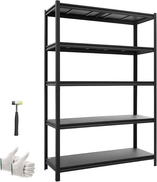 VEVOR Storage Shelves, 5-Tier Adjustable, 2500 lbs Capacity, Heavy Duty Garage Storage Shelving Unit, Metal Utility Rack Shelf, for Garage Warehouse Basement Kitchen, 48.43" W x 18.31" D x 71.38" H