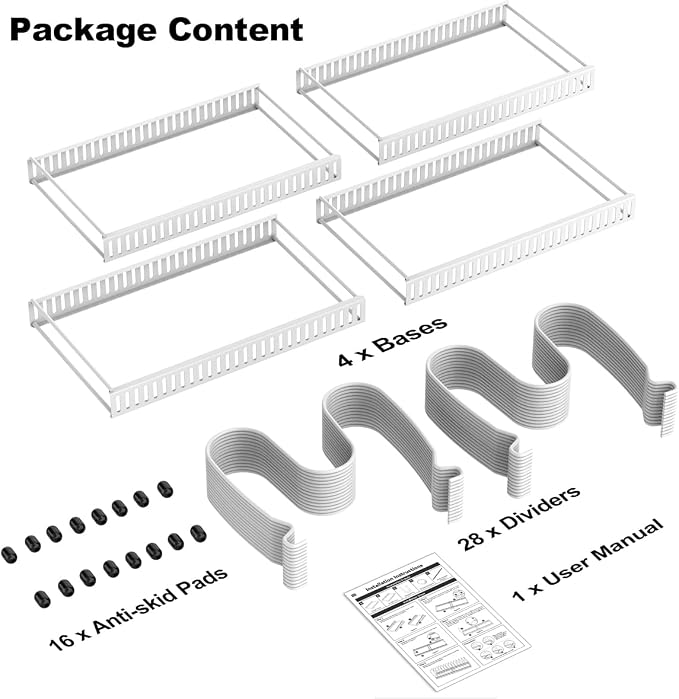 Housolution 2 Pack Pot and Pan Lid Organizer Holder Storage Rack, White | 12"-23" Expandable, 14 Adjustable Dividers, Sturdy Metal Construction, Easy Assembly