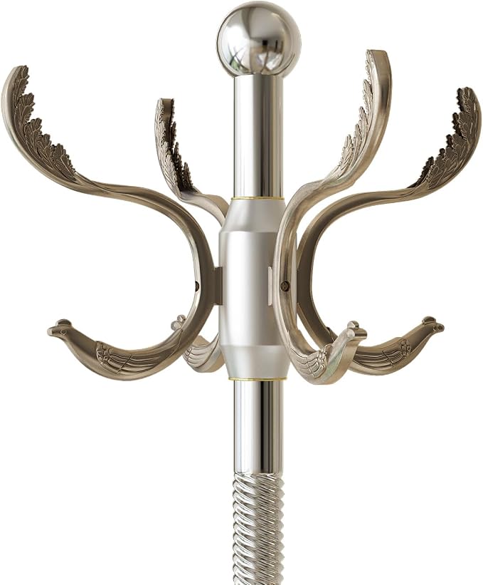 Metal Coat Rack Stand Coat Rack Freestanding with 12 Hooks,Silver | Sturdy Heavy Duty Modern Coats Tree for Bags Clothes Hall Tree Hats Hanger Holder Stand for Entryway Bedroom Hallway Office