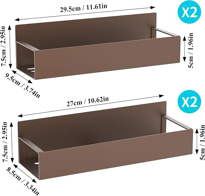 HuggieGems 4 Pack Magnetic Spice Storage Rack Organizer for Refrigerator and Oven, Bronze Fridge Organizers and Storage