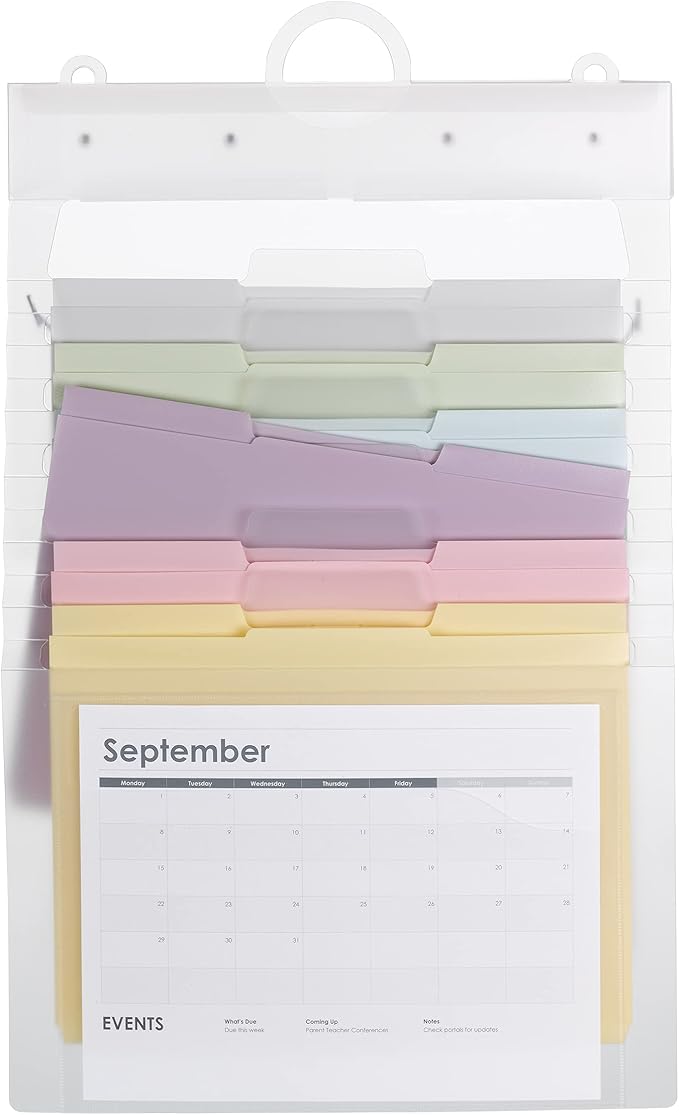SMEAD Cascading Wall Organizer Gen 2, 6 Pockets, Letter Size, Pastel (92064)