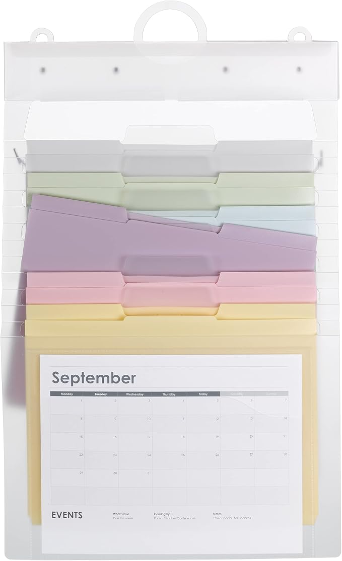 SMEAD Cascading Wall Organizer Gen 2, 6 Pockets, Letter Size, Pastel (92064) (Pack of 12)