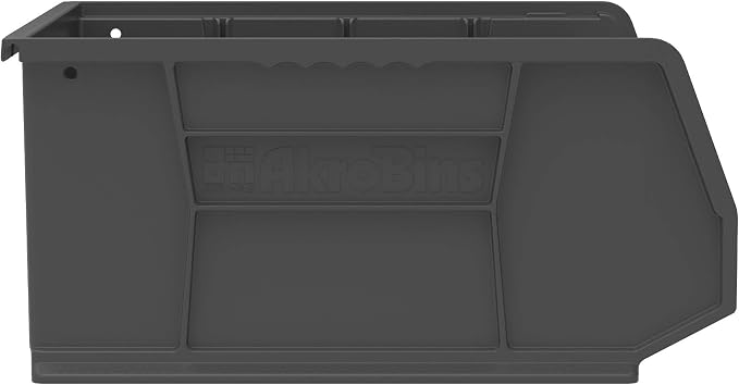 Akro-Mils 30250 AkroBins Plastic Storage Bins, 15"x16"x7", Black, 6-Pack | Space-Saving Stackable Bins for Garage, Pantry, Craft Organization
