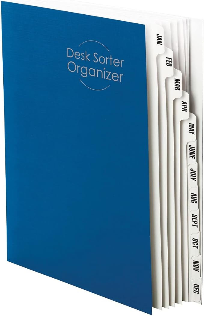 Smead Desk File/Sorter, Monthly (Jan-Dec), 12 Dividers, Letter Size, Dark Blue (89286)