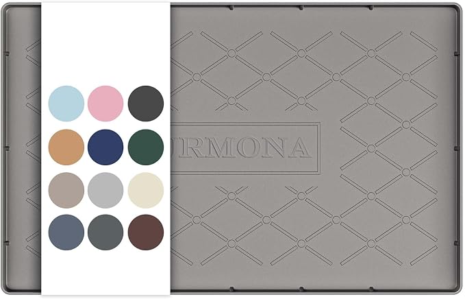 URMONA 19" x 12" Waterproof Silicone Mat in Multiple Sizes & Colors, Under Sink Mat for Kitchen & Bathroom, Pet Food Pad for Dogs & Cats, Kitchen Cabinet Liner, Multi-Purpose for Storage(Beige)