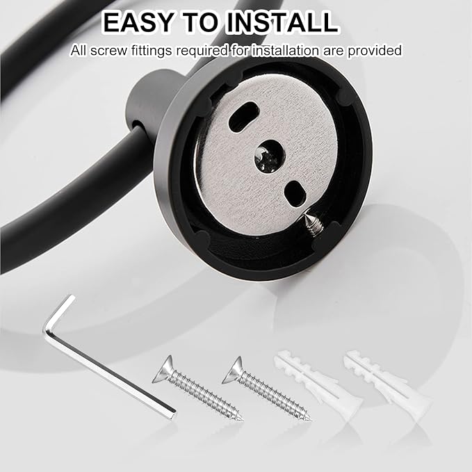 SetSail Towel Holder for Bathroom Wall Matte Black Towel Ring Stainless Steel Hand Towel Holder 4 Packs Towel Hanger for Bath, Kitchen