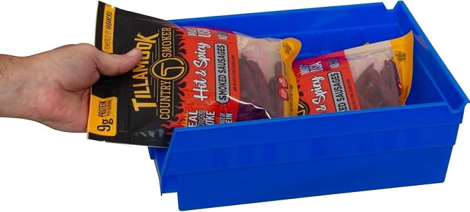 Akro-Mils 30150 Heavy Duty Plastic Shelf Bins, 12"x 8"x 4", Blue, 12-Pack | Heavy Duty Nesting Storage Bins for Garage, Closet, Refrigerator, Kitchen, Cabinet, Drawer Organization, Pantry Organization
