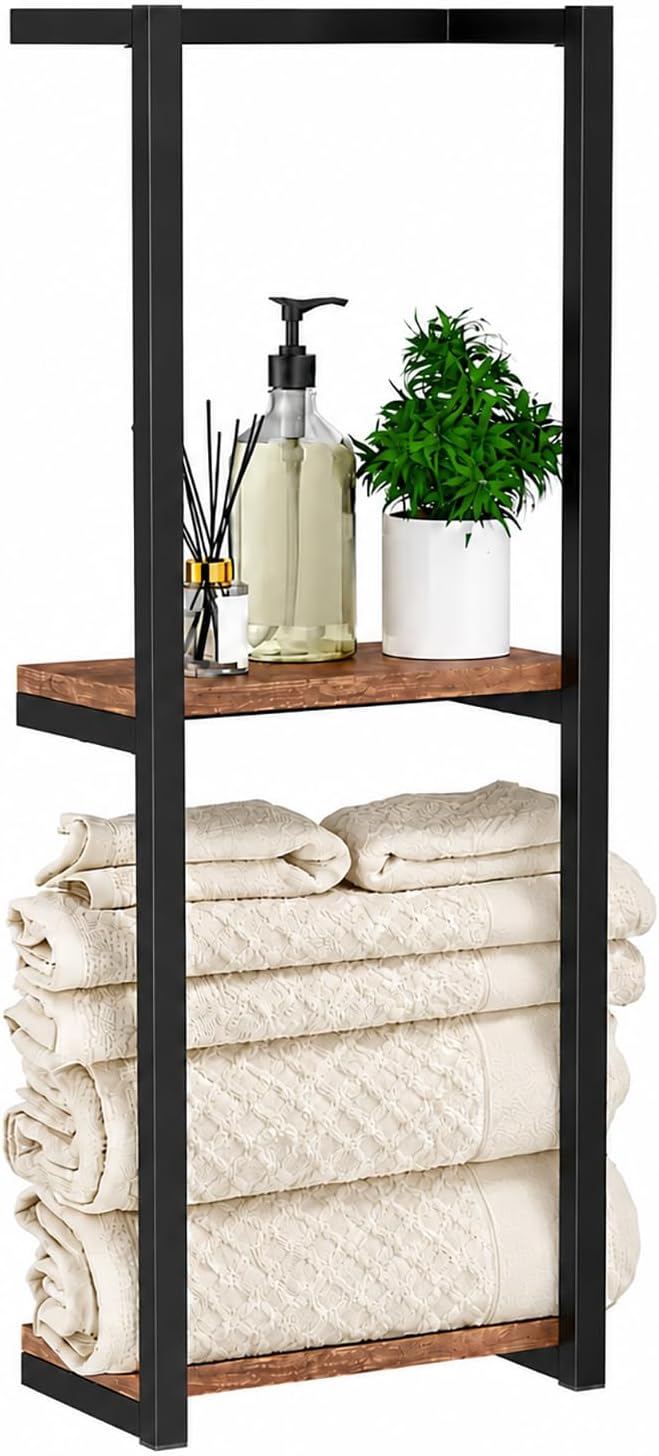 Towel Racks for Bathroom, 2 Tier Wall-Mounted Towel Rack, Home Decor Shelf, Space-Saving Organizer Rack for Household, Bathroom, and Bedroom