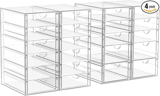 ARSTPEOE 22-Drawer Acrylic Storage & Makeup Organizer for Desk, Bath | Smooth-glide drawers, clear acrylic, stackable, dustproof, wipe-clean, for lipsticks, lip glosses, blushes, pen