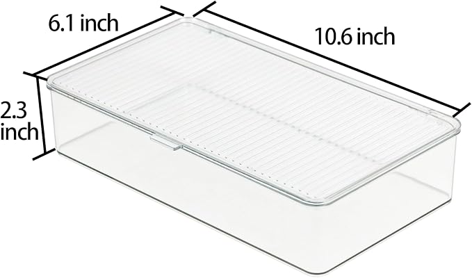 ZEXALOR Clear Plastic Storage Bin with Lid, Organizer for Pantry, Office, Bathroom, Kitchen, Snack, Tea Bag, Coffee Container (Small)