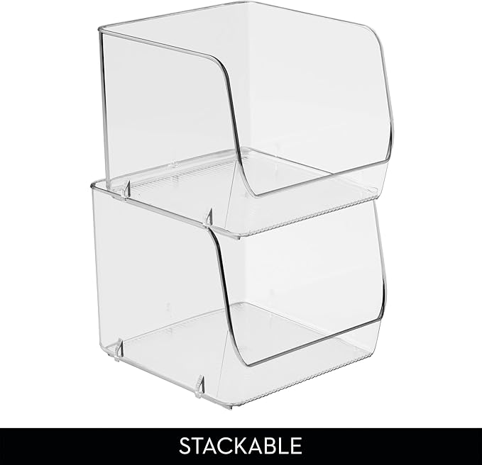 iDesign Stackable Open-Front Storage Bin, Clear | Kitchen and Pantry Organization