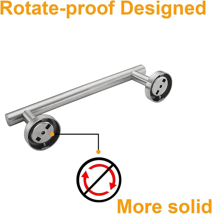 Nolimas 9 Inch Silver Bath Hand Towel Bar SUS 304 Stainless Steel Towel Rod Rack Holder Round Wall Mounted Suit for Kitchen,Bathroom,Living Room&Toilet,Anti Rust Brushed Nickel