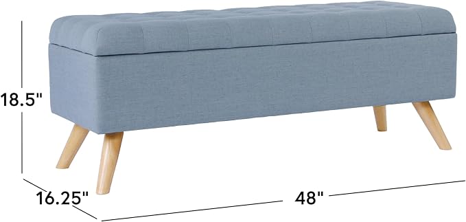 HomePop 48" Modern Tufted Storage Bench - Dusty Blue Woven